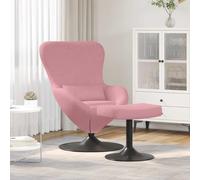 YunCangg Silla de huevo con reposapiés de terciopelo rosa, giratoria 360 grados, marco de metal, 63 x 73 x 90 cm, sillón con reposabrazos, ergonómica y cómoda para salón y dormitorio