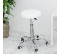 YunCangg Silla de oficina giratoria de piel sintética blanca con ruedas y muelle de gas regulable en altura, respaldo y reposabrazos ergonómicos, silla de escritorio giratoria para oficina en casa y