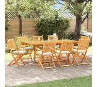 YunCangg Silla plegable blanca de madera maciza de acacia, 49 x 57,5 x 92 cm, 8 unidades, resistente a la intemperie, con acolchado para silla de jardín, balcón, terraza, camping, exterior