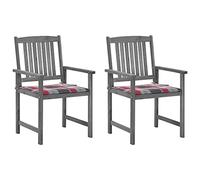 YunCangg Sillas de jardín con cojín, 2 unidades, madera maciza de acacia, exteriores, resistentes a la intemperie, apilables, con respaldo y reposabrazos, ideales para balcón, terraza y jardín