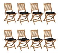 YunCangg Sillas de jardín plegables con cojín, madera de acacia maciza, 48,5 x 57 x 91 cm, para exteriores, balcón, terraza, con respaldo, reposabrazos, cojín acolchado para relajarse y acampar