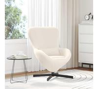 YunCangg Sillón de huevo de tela crema con marco de metal, 63 x 73 x 90 cm, giratorio con reposabrazos y respaldo, silla ergonómica para salón, dormitorio, oficina y rincón de lectura