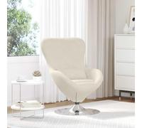YunCangg Sillón de huevo de terciopelo crema con base de metal giratoria de 360 grados, reposabrazos ergonómico, funda de tela suave, ideal para salón, dormitorio, oficina y rincón de lectura