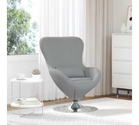 YunCangg Sillón de huevo gris claro de tela con marco de metal, 63 x 73 x 90 cm, giratorio, ergonómico, con cojín, para salón, dormitorio, salón, relax y muebles elegantes