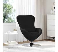 YunCangg Sillón de huevo negro de tela con marco de metal, 63 x 73 x 90 cm, giratorio, ergonómico, cómodo, con cojín para salón, dormitorio, oficina, salón relax