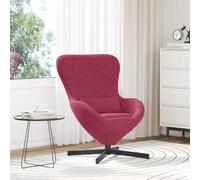 YunCangg Sillón de huevo rojo vino terciopelo con marco de metal, 63 x 73 x 90 cm, giratorio, ergonómico, cómodo para salón, dormitorio, oficina, salón, con acolchado, reposabrazos, respaldo y cojín