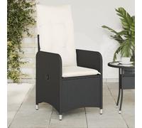 YunCangg Sillón de jardín ajustable con cojín negro de poliratán, resistente a la intemperie, plegable y apilable, con reposabrazos y respaldo ajustable, ideal para balcón, terraza, exterior y camping