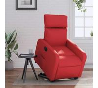 YunCangg Sillón de relax con ayuda eléctrica para levantarse y tumbarse, piel sintética roja, ajustable, con reposabrazos y bolsillo lateral, marco estable de madera y metal, cómodo para salón y