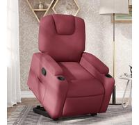 YunCangg Sillón de relax con ayuda para levantarse, tejido rojo vino, ajustable con función reclinable manual, acolchado ergonómico, marco de madera estable y metal