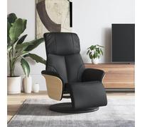 YunCangg Sillón de relax con reposapiés, piel sintética, color negro, giratorio 360 grados, reclinable manual, ergonómico, con reposabrazos acolchados, ideal para salón, oficina, rincón de lectura