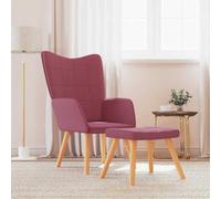 YunCangg Sillón de relax con taburete de color rojo vino, tapizado y espuma, marco de metal y patas de madera, ergonómico cómodo para salón, rincón de lectura y salón con reposabrazos y respaldo