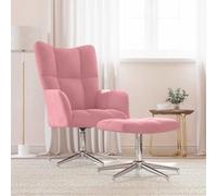 YunCangg Sillón de relax con taburete de terciopelo rosa, 62 x 68 x 98 cm, giratorio 360 grados, acolchado con espuma, estructura de acero, muebles modernos para salón, oficina y rincón de lectura