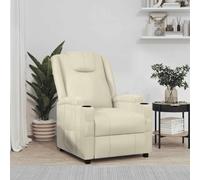 YunCangg Sillón de relax de piel sintética color blanco crema con función reclinable manual, ergonómico, para salón, oficina, con marco de madera y metal y cómodos reposabrazos acolchados