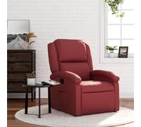 YunCangg Sillón de relax de piel sintética color rojo vino con función reclinable manual, respaldo ajustable hasta 135 grados, marco de madera y metal, bolsillo lateral y acolchado cómodo para salón