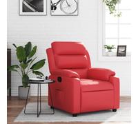 YunCangg Sillón de relax de piel sintética roja con función reclinable manual, respaldo ajustable hasta 135 grados, marco estable de madera y metal, reposabrazos anchos, bolsillo lateral para salón y
