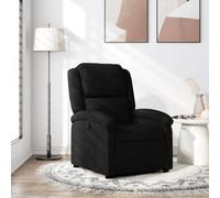 YunCangg Sillón de relax de tela negra con función reclinable manual, reposabrazos ergonómicos, reposabrazos acolchados, marco de madera estable y metal, ideal para salón, oficina y rincón de lectura