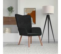 YunCangg Sillón de relax de terciopelo negro con acolchado de espuma, marco de acero y patas de madera, 61,5 x 69 x 95,5 cm, sillón ergonómico con reposabrazos para salón, oficina, rincón de lectura y