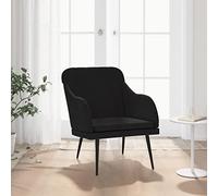 YunCangg Sillón de terciopelo negro con estructura de metal, 63 x 76 x 80 cm, acolchado ergonómico con reposabrazos, para salón, oficina, sala de lectura, salón