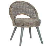YunCangg Sillón Kubu Rattan Gris con patas de madera 60 x 60 x 79 cm, silla ergonómica con respaldo y reposabrazos, cómodo asiento para salón, dormitorio, oficina y rincón de lectura