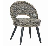 YunCangg Sillón Kubu Rattan Negro con patas de madera, 60 x 60 x 79 cm, cómodo asiento con respaldo ergonómico, ideal para salón, oficina, rincón de lectura y salón