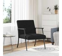 YunCangg Sillón moderno de tela negra con respaldo y reposabrazos ergonómicos, marco estable de madera y metal, cómoda silla tapizada para salón, dormitorio, oficina y rincón de lectura