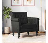 YunCangg Sillón negro de auténtica piel de cabra con patas de madera de mango maciza, 77 x 63 x 76 cm, cómoda silla de salón con cojín, reposabrazos, respaldo para salón, oficina, rincón de lectura