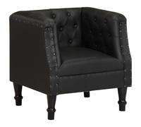 YunCangg Sillón negro de piel de cabra con marco de madera de mango macizo, 60 x 57 x 64 cm, muebles tapizados con reposabrazos y respaldo para salón, dormitorio, oficina, relajación