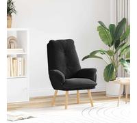 YunCangg Sillón negro de tejido sherpa, 69 x 74 x 93 cm, sillón de relax con reposabrazos y respaldo acolchados, patas de madera maciza, cómoda silla de salón para salón, dormitorio