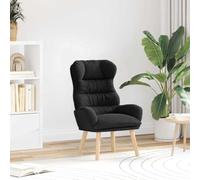 YunCangg Sillón negro de tejido sherpa de 69 x 74 x 93 cm con patas de madera de goma maciza, reposabrazos acolchados, ideal para salón, oficina o rincón de lectura, cómodo y duradero para relajarse