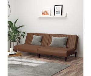 YunCangg Sofá cama de 2 plazas de piel sintética marrón con marco de madera resistente, ideal para salones, habitaciones de invitados, apartamentos pequeños y oficinas