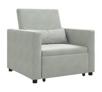 YunCangg Sofá cama extensible individual con ruedas de terciopelo gris claro 90 x 165 x 87 cm 3 en 1 convertible moderno mueble de salón con respaldo ajustable y cómoda función reclinable