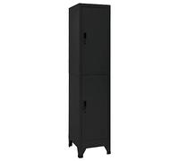 YunCangg Taquilla negra de acero 38 x 45 x 180 cm con puertas con cerradura y rejillas de ventilación, soporte para placa de nombre, perchas, espacio para oficina, escuela, pasillo, sótano