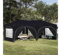 YunCangg Tienda de campaña desplegable de tela Oxford antracita 575 x 288 x 245 cm con 6 paredes laterales, altura regulable e impermeable para jardín, fiesta, boda y camping como sombra estable