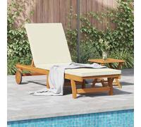 YunCangg Tumbona de jardín para 1 persona, madera maciza de acacia, marrón, con respaldo ajustable y reposapiés, resistente a la intemperie, incluye cojín de asiento, para terraza, balcón, exterior