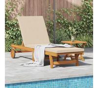 YunCangg Tumbona de jardín para 1 persona, marrón, madera maciza de acacia, con acolchado ajustable, resistente a la intemperie, para terraza, balcón, piscina, exterior