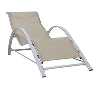 YunCangg Tumbona de textileno y aluminio con recubrimiento en polvo, ajustable y plegable, ergonómica, para jardín, balcón, terraza y piscina, resistente a la intemperie y duradera, color crema