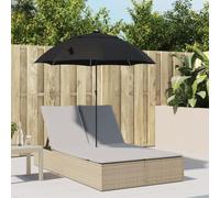 YunCangg Tumbona doble de ratán sintético con cojín y respaldo ajustable, tumbona de jardín resistente a la intemperie con sombrilla, beige, ergonómica para balcón, terraza, piscina y relajación al