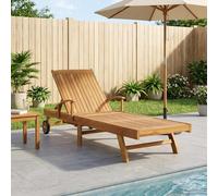 YunCangg Tumbona para 1 persona, color marrón, madera maciza de teca, ajustable, con respaldo de 3 posiciones y reposapiés de 4 posiciones, resistente a la intemperie, para jardín, terraza, balcón