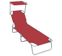 YunCangg Tumbona plegable con toldo rojo, aluminio, tumbona de jardín ajustable, plegable, resistente a la intemperie, para balcón, terraza, piscina, camping al aire libre, tumbona de relajación