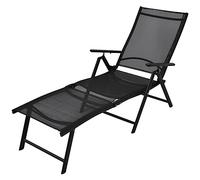 YunCangg Tumbona plegable de aluminio negro con respaldo ajustable, resistente a la intemperie y ergonómica para jardín, balcón, terraza, camping al aire libre, piscina, playa y relax