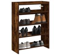YunCangg Zapatero de madera de roble ahumado, 60 x 25 x 62 cm, estrecho, ahorra espacio, con varios compartimentos, para pasillo, entrada, almacenamiento de zapatos y orden