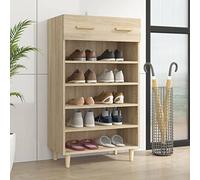 YunCangg Zapatero de roble Sonoma de madera de 60 x 35 x 105 cm con 5 compartimentos y cajón, ahorra espacio para pasillo, pasillo, entrada, almacenamiento de zapatos cerrado y organizador