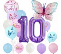 Yunchu Online 10. Decoración de cumpleaños para niña, diseño de mariposa, color lila