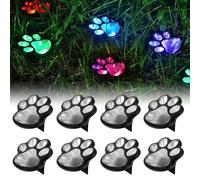 YUNFAN Cat Paw Style Solar Garden Light,SolarGarden Lights Outdoor,Dog Cats Animal Solar String Lights Outdoor Waterproof,Energy-Saving LED Solar Lighting,for Yard,Lawn,Patio,Driveway (colorful, 8)