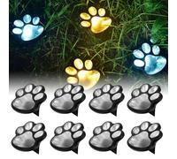 YUNFAN Cat Paw Style Solar Garden Light,SolarGarden Lights Outdoor,Dog Cats Animal Solar String Lights Outdoor Waterproof,Energy-Saving LED Solar Lighting,for Yard,Lawn,Patio,Driveway (white, 8)