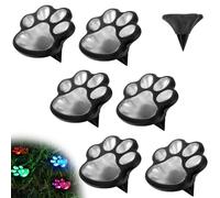 YUNFAN Cat Paw Style Solar Garden Light,SolarGarden Lights Outdoor,Dog Cats Animal Solar String Lights Outdoor Waterproof,Energy-Saving LED Solar Lighting,for Yard,Lawn,Patio,Driveway (colorful, 6)