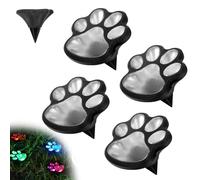 YUNFAN Cat Paw Style Solar Garden Light,SolarGarden Lights Outdoor,Dog Cats Animal Solar String Lights Outdoor Waterproof,Energy-Saving LED Solar Lighting,for Yard,Lawn,Patio,Driveway (colorful, 4)