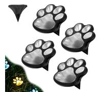 YUNFAN Cat Paw Style Solar Garden Light,SolarGarden Lights Outdoor,Dog Cats Animal Solar String Lights Outdoor Waterproof,Energy-Saving LED Solar Lighting,for Yard,Lawn,Patio,Driveway (warm, 4)