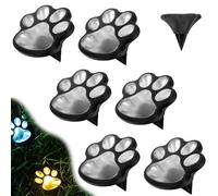 YUNFAN Cat Paw Style Solar Garden Light,SolarGarden Lights Outdoor,Dog Cats Animal Solar String Lights Outdoor Waterproof,Energy-Saving LED Solar Lighting,for Yard,Lawn,Patio,Driveway (warm, 6)
