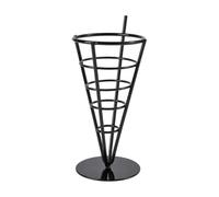 YunJove Estante para Servir Aperitivos Acero Inoxidable Conos Frituras Soporte Exhibición con Base Redonda Organizador Pie para Mostrador Acuado para, Negro